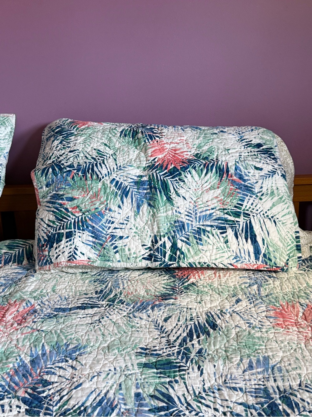 Coastal Living Queen Tropical Palm Leaf Quilt Set with 2 Standard Shams - Picture 2 of 8